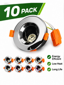 Pack of 10 - Modlux FCP-IP20 GU10 IP20 Fire Rated Fixed Downlight comes with Polished Chrome Bezel