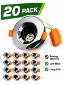 Pack of 20 - Modlux FCP-IP20 GU10 IP20 Fire Rated Fixed Downlight comes with Polished Chrome Bezel