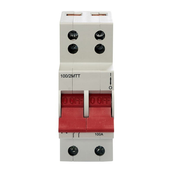 Crabtree 100-2MTT 100A DP Main Switch with Twin Supply Terminals and Live Tap Off - Crabtree - Falcon Electrical UK
