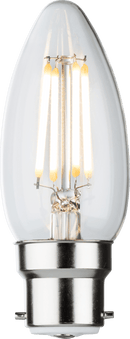 Knightsbridge MLA CLD4ABCC 230V 4W LED BC Clear Candle Filament Lamp 2700K Dimmable - Knightsbridge MLA - Falcon Electrical UK