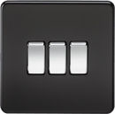 Knightsbridge MLA SF4000MB Screwless 10AX 3G 2-Way Switch - Matt Black with Chrome Rocker - Knightsbridge MLA - Falcon Electrical UK