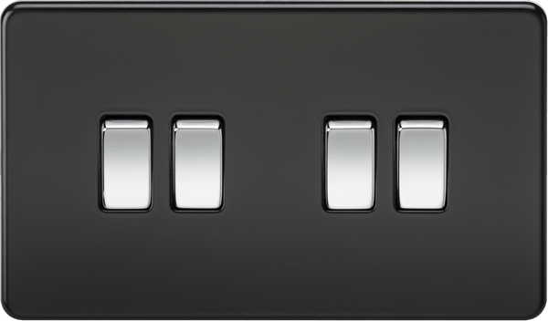Knightsbridge MLA SF4100MB Screwless 10AX 4G 2-Way Switch - Matt Black with Chrome Rocker - Knightsbridge MLA - Falcon Electrical UK