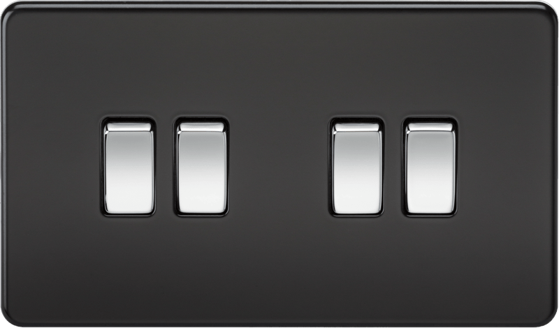 Knightsbridge MLA SF4100MB Screwless 10AX 4G 2-Way Switch - Matt Black with Chrome Rocker - Knightsbridge MLA - Falcon Electrical UK