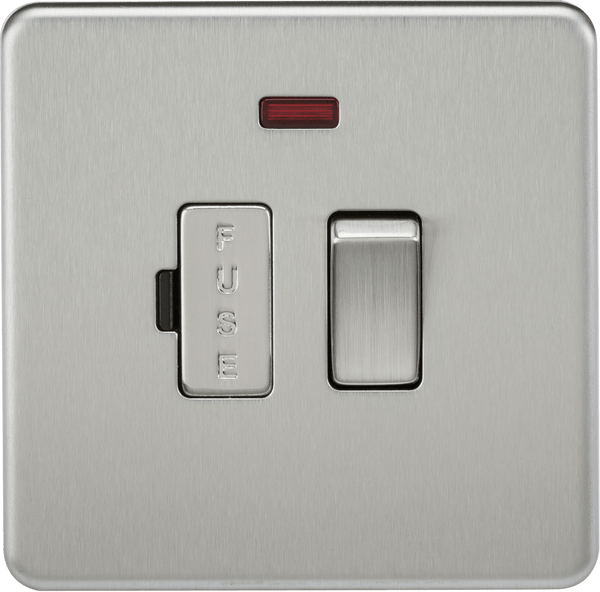 Knightsbridge MLA SF6300NBC Screwless 13A Switched Fused Spur Unit with Neon - Brushed Chrome - Knightsbridge MLA - Falcon Electrical UK
