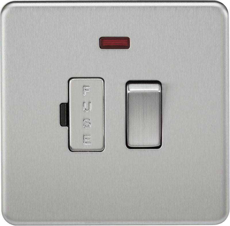 Knightsbridge MLA SF6300NBC Screwless 13A Switched Fused Spur Unit with Neon - Brushed Chrome - Knightsbridge MLA - Falcon Electrical UK