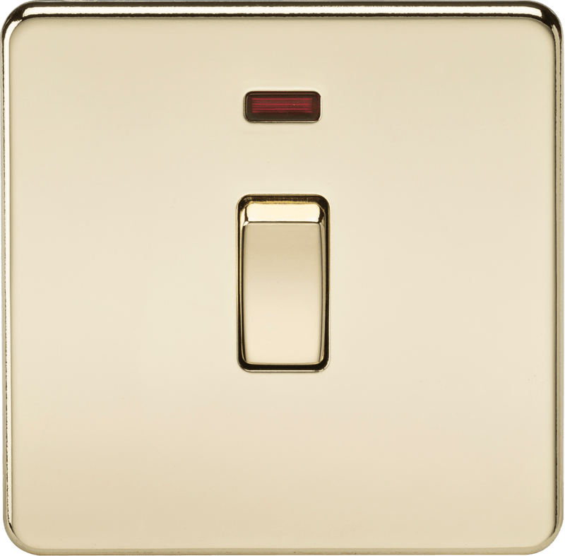Knightsbridge MLA SF8341NPB Screwless 20A 1G DP Switch with Neon - Polished Brass - Knightsbridge MLA - Falcon Electrical UK