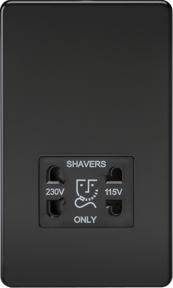 Knightsbridge MLA SF8900MB Screwless 115V/230V Dual Voltage Shaver Socket - Matt Black - Knightsbridge MLA - Falcon Electrical UK