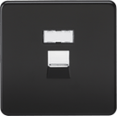 Knightsbridge MLA SFRJ45MB Screwless RJ45 network outlet - matt black with chrome shutter - Knightsbridge MLA - Falcon Electrical UK