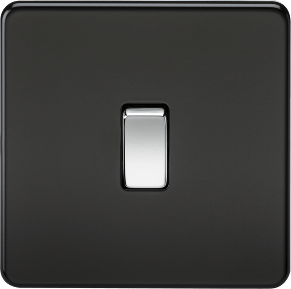 Knightsbridge MLA SF8341MB Screwless 20A 1G DP Switch - Matt Black with Chrome Rocker - Knightsbridge MLA - Falcon Electrical UK