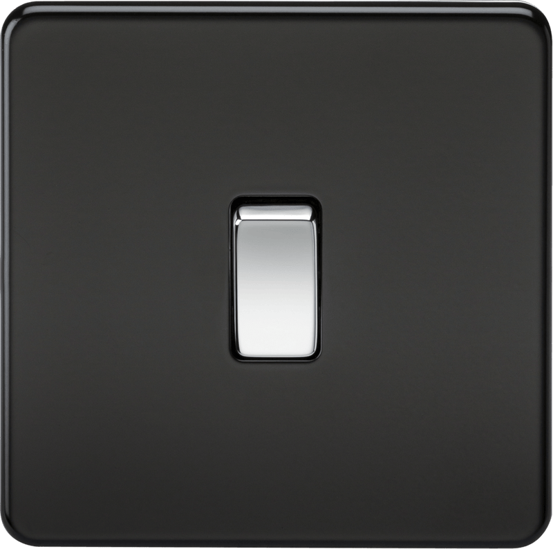 Knightsbridge MLA SF8341MB Screwless 20A 1G DP Switch - Matt Black with Chrome Rocker - Knightsbridge MLA - Falcon Electrical UK