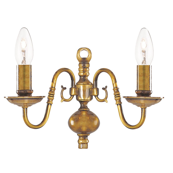 Searchlight 1019-2AB Flemish 2Lt Wall Light - Solid Brass Metal - Searchlight - Falcon Electrical UK