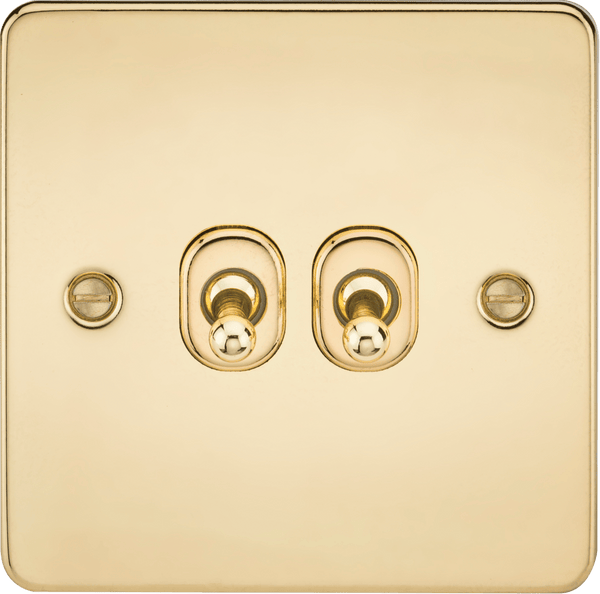 Knightsbridge MLA FP2TOGPB Flat Plate 10AX 2G 2-way toggle switch - polished brass - Knightsbridge MLA - Falcon Electrical UK