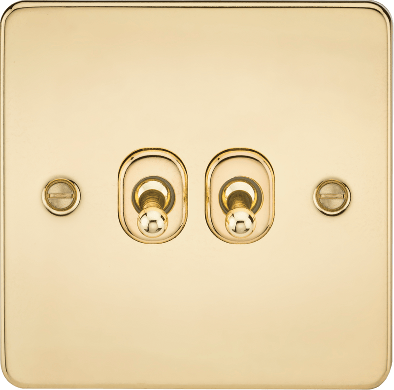 Knightsbridge MLA FP2TOGPB Flat Plate 10AX 2G 2-way toggle switch - polished brass - Knightsbridge MLA - Falcon Electrical UK