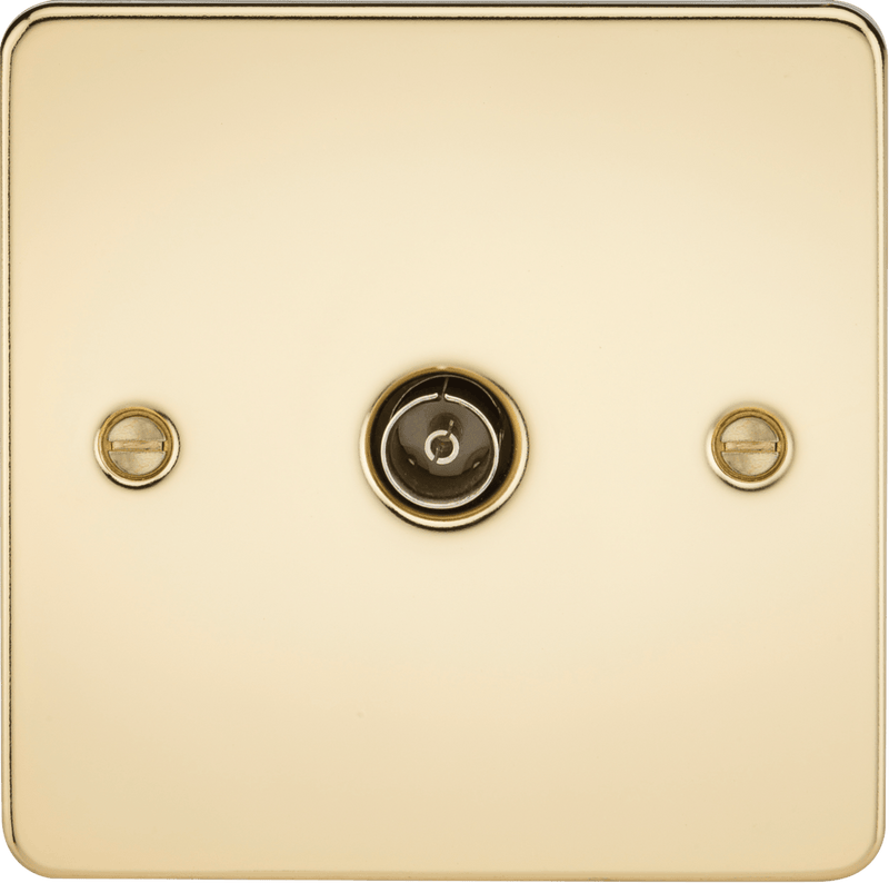 Knightsbridge MLA FP0100PB Flat Plate 1G TV Outlet (non-isolated) - Polished Brass - Knightsbridge MLA - Falcon Electrical UK