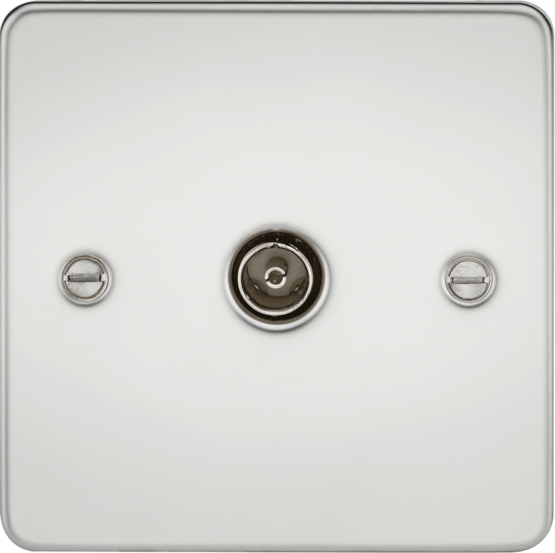 Knightsbridge MLA FP0100PC Flat Plate 1G TV Outlet (non-isolated) - Polished Chrome - Knightsbridge MLA - Falcon Electrical UK