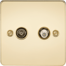 Knightsbridge MLA FP0140PB Flat Plate TV and SAT TV Outlet (isolated) - Polished Brass - Knightsbridge MLA - Falcon Electrical UK