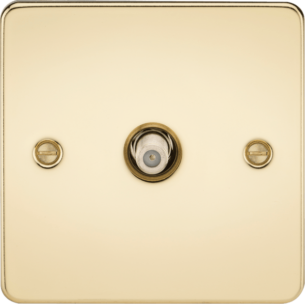 Knightsbridge MLA FP0150PB Flat Plate 1G SAT TV Outlet (non-isolated) - Polished Brass - Knightsbridge MLA - Falcon Electrical UK