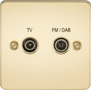 Knightsbridge MLA FP0160PB Flat Plate Screened Diplex Outlet (TV, FM DAB) - Polished Brass - Knightsbridge MLA - Falcon Electrical UK