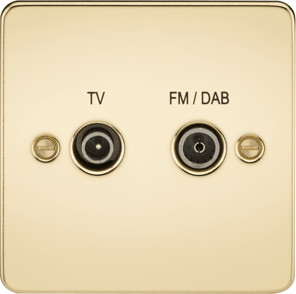 Knightsbridge MLA FP0160PB Flat Plate Screened Diplex Outlet (TV, FM DAB) - Polished Brass - Knightsbridge MLA - Falcon Electrical UK