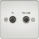 Knightsbridge MLA FP0160PC Flat Plate Screened Diplex Outlet (TV, FM DAB) - Polished Chrome - Knightsbridge MLA - Falcon Electrical UK