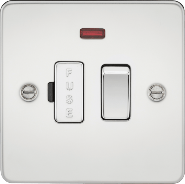 Knightsbridge MLA FP6300NPC Flat Plate 13A switched fused spur unit with neon - polished chrome - Knightsbridge MLA - Falcon Electrical UK