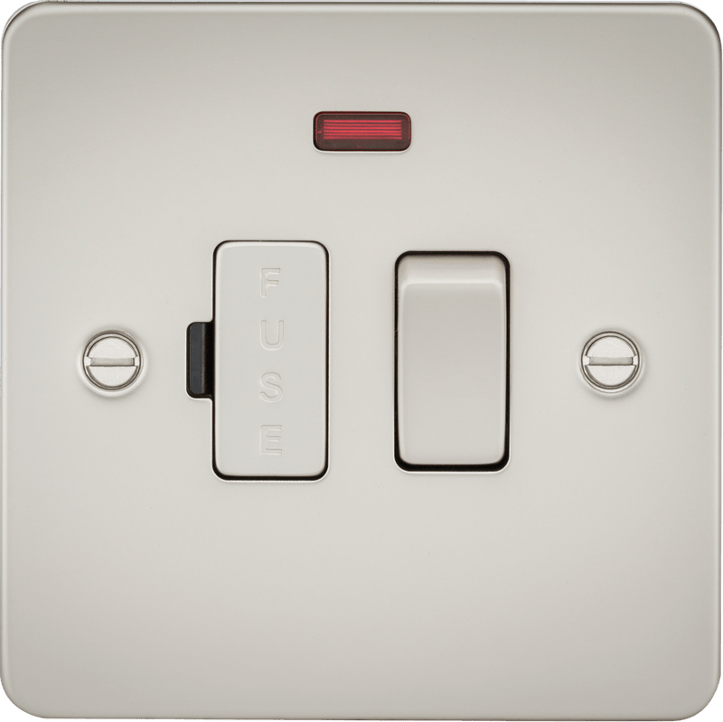 Knightsbridge MLA FP6300NPL Flat Plate 13A switched fused spur unit with neon - pearl - Knightsbridge MLA - Falcon Electrical UK
