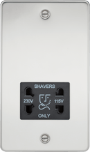 Knightsbridge MLA FP8900PC Flat Plate 115/230V dual voltage shaver socket - polished chrome with black insert - Knightsbridge MLA - Falcon Electrical UK