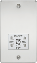 Knightsbridge MLA FP8900PCW Flat Plate 115/230V dual voltage shaver socket - polished chrome with white insert - Knightsbridge MLA - Falcon Electrical UK