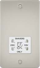 Knightsbridge MLA FP8900PLW Flat Plate 115/230V dual voltage shaver socket - pearl with white insert - Knightsbridge MLA - Falcon Electrical UK