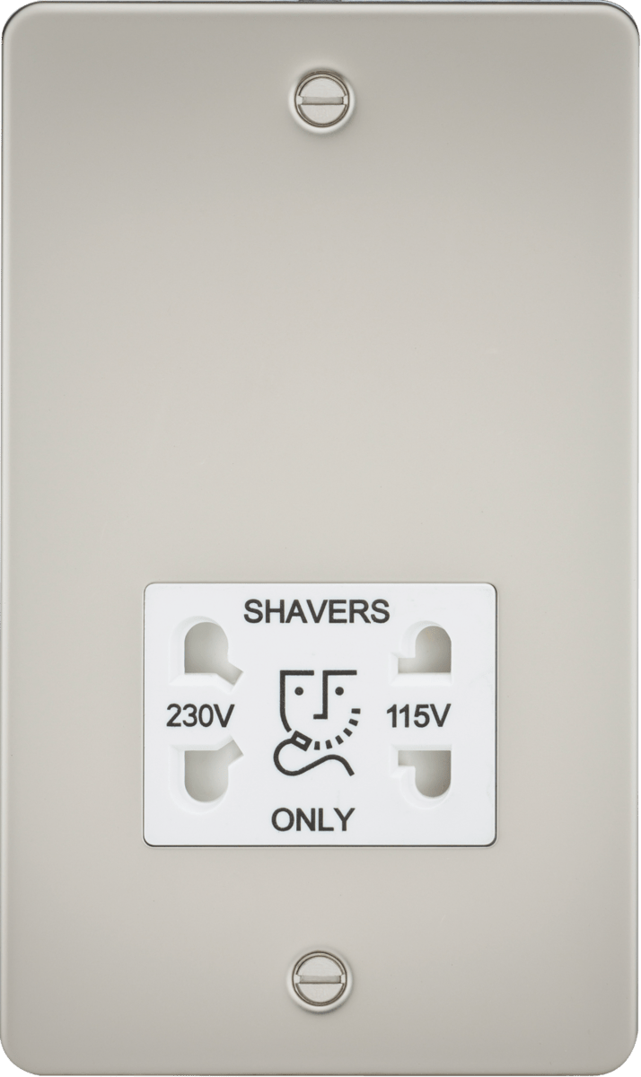 Knightsbridge MLA FP8900PLW Flat Plate 115/230V dual voltage shaver socket - pearl with white insert - Knightsbridge MLA - Falcon Electrical UK
