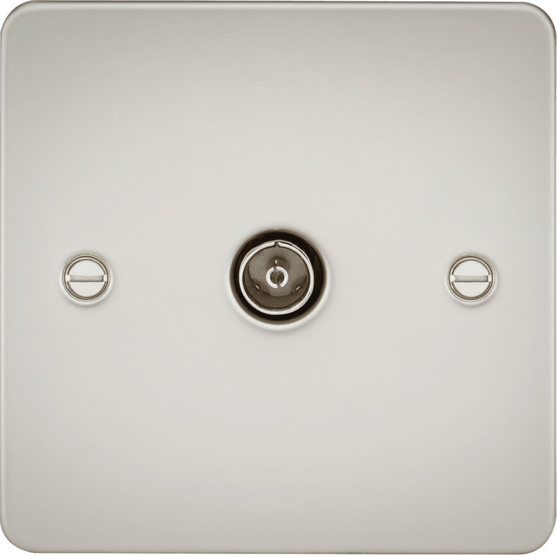 Knightsbridge MLA FP0100PL Flat Plate 1G TV Outlet (non-isolated) - Pearl - Knightsbridge MLA - Falcon Electrical UK