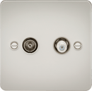 Knightsbridge MLA FP0140PL Flat Plate TV and SAT TV Outlet (isolated) - Pearl - Knightsbridge MLA - Falcon Electrical UK