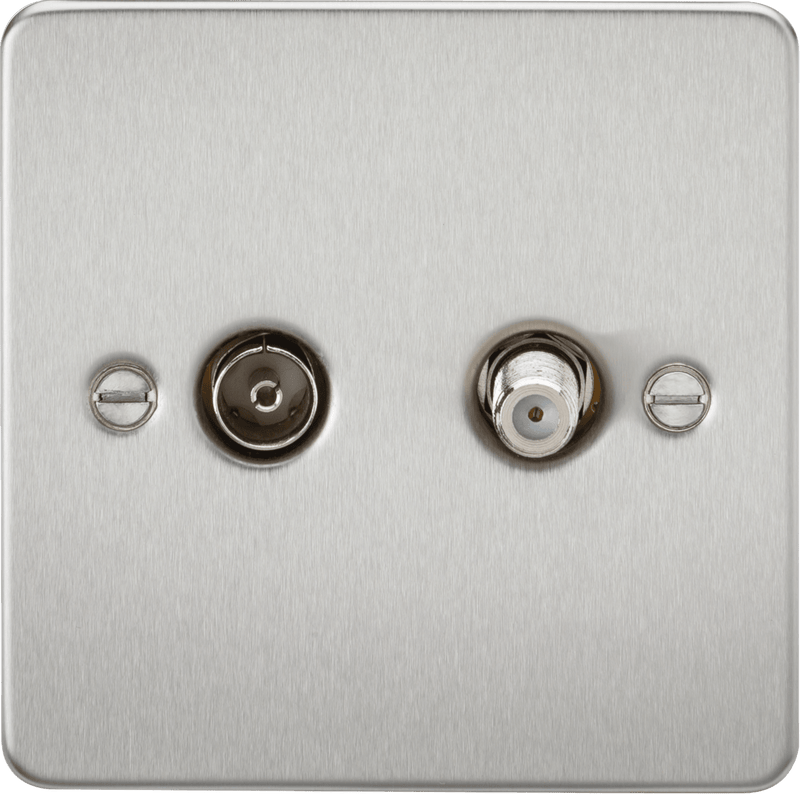 Knightsbridge MLA FP0140BC Flat Plate TV and SAT TV Outlet (isolated) - Brushed Chrome - Knightsbridge MLA - Falcon Electrical UK