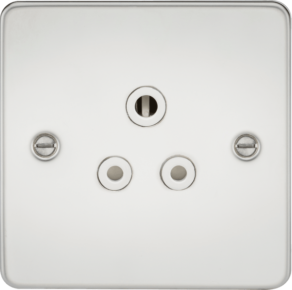 Knightsbridge MLA FP5APCW Flat Plate 5A unswitched socket - polished chrome with white insert - Knightsbridge MLA - Falcon Electrical UK