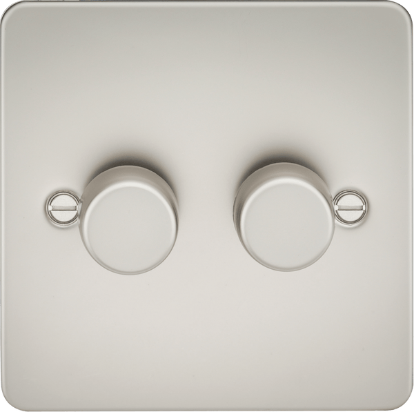 Knightsbridge MLA FP2162PL Flat Plate 2G 2 Way Dimmer 60-400W - Pearl - Knightsbridge MLA - Falcon Electrical UK