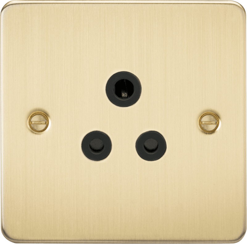Knightsbridge MLA FP5ABB Flat Plate 5A unswitched socket - brushed brass with black insert - Knightsbridge MLA - Falcon Electrical UK