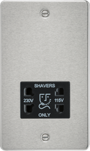 Knightsbridge MLA FP8900BC Flat Plate 115/230V dual voltage shaver socket - brushed chrome with black insert - Knightsbridge MLA - Falcon Electrical UK