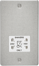 Knightsbridge MLA FP8900BCW Flat Plate 115/230V dual voltage shaver socket - brushed chrome with white insert - Knightsbridge MLA - Falcon Electrical UK