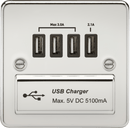 Knightsbridge MLA FPQUADPC Flat Plate Quad USB charger outlet - Polished chrome with black insert - Knightsbridge MLA - Falcon Electrical UK