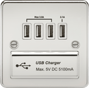 Knightsbridge MLA FPQUADPCW Flat Plate Quad USB charger outlet - Polished chrome with white insert - Knightsbridge MLA - Falcon Electrical UK