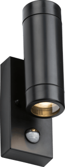 Knightsbridge MLA EAPIR2BK EAMON - 230V IP44 GU10 Polycarbonate Up/Down wall light with PIR - Black - Knightsbridge MLA - Falcon Electrical UK