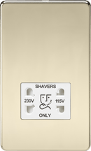 Knightsbridge MLA SF8900PBW Screwless 115V/230V Dual Voltage Shaver Socket - Polished Brass with White Insert - Knightsbridge MLA - Falcon Electrical UK