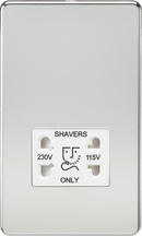 Knightsbridge MLA SF8900PCW Screwless 115V/230V Dual Voltage Shaver Socket - Polished Chrome with White Insert - Knightsbridge MLA - Falcon Electrical UK