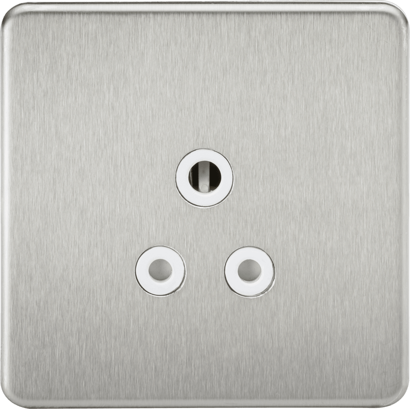 Knightsbridge MLA SF5ABCW Screwless 5A Unswitched Socket - Brushed Chrome with White Insert - Knightsbridge MLA - Falcon Electrical UK