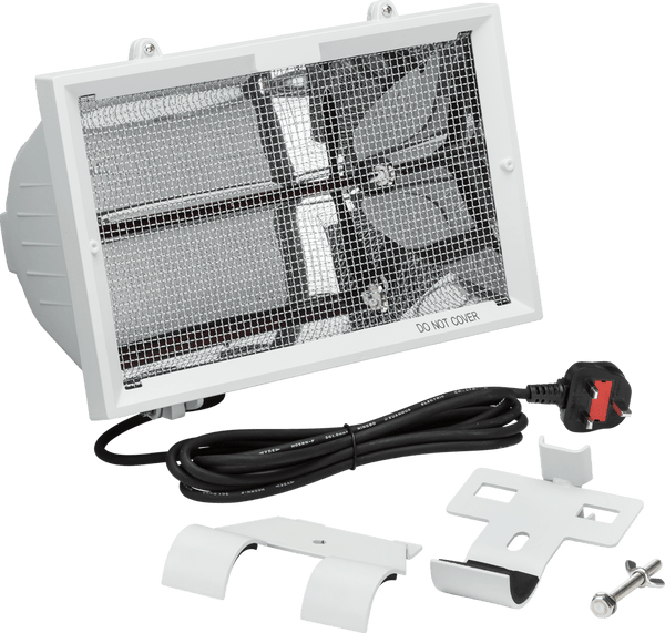 Knightsbridge MLA HEOD1309W 230V IP24 1.3kW shortwave infrared heater â€“ White - Knightsbridge MLA - Falcon Electrical UK