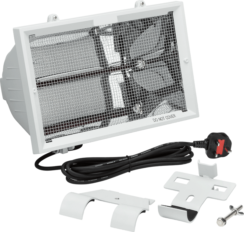 Knightsbridge MLA HEOD1309W 230V IP24 1.3kW shortwave infrared heater â€“ White - Knightsbridge MLA - Falcon Electrical UK