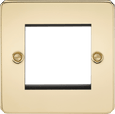 Knightsbridge MLA FP2GPB Flat Plate 2G modular faceplate - polished brass - Knightsbridge MLA - Falcon Electrical UK