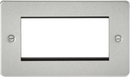 Knightsbridge MLA FP4GBC Flat Plate 4G modular faceplate - brushed chrome - Knightsbridge MLA - Falcon Electrical UK