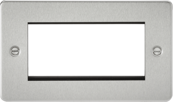 Knightsbridge MLA FP4GBC Flat Plate 4G modular faceplate - brushed chrome - Knightsbridge MLA - Falcon Electrical UK