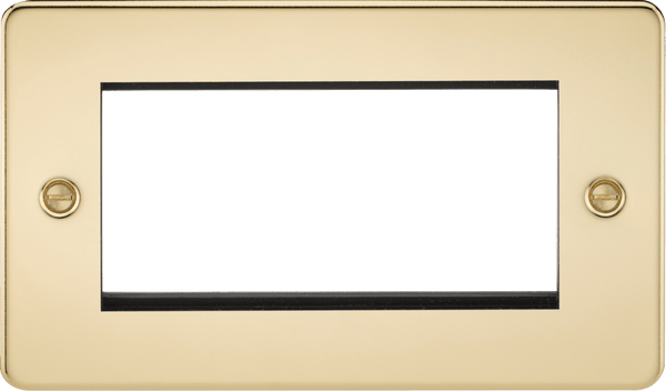 Knightsbridge MLA FP4GPB Flat Plate 4G modular faceplate - polished brass - Knightsbridge MLA - Falcon Electrical UK